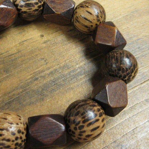 MERRISOTA JEWELRY Coconut Palm Tree Wood Stretch Bracelet Womens Size 6 1/2" NEW - Picture 5 of 6